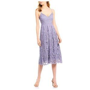 Gianni Bini Abigail Purple Lace Spaghetti Strap Midi Dress sz 0